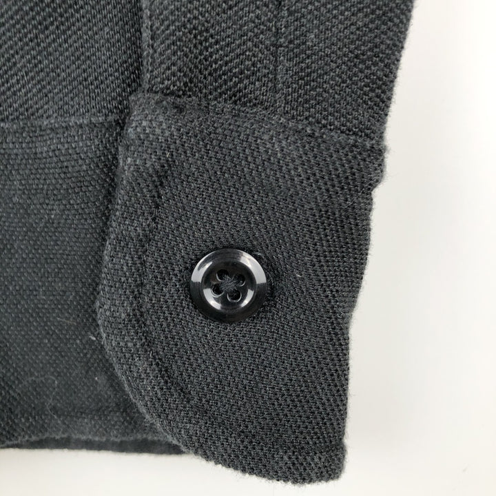 Ralph Lauren POLO by Ralph Lauren pique long-sleeved cotton shirt, men's size M (approx.) Pima Cotton black type Vintage Second Hand