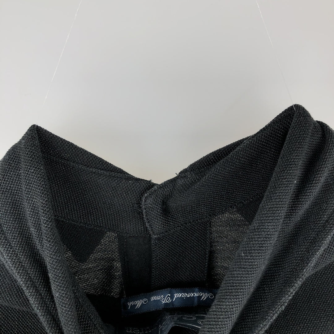 Ralph Lauren POLO by Ralph Lauren pique long-sleeved cotton shirt, men's size M (approx.) Pima Cotton black type Vintage Second Hand
