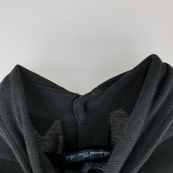 Ralph Lauren POLO by Ralph Lauren pique long-sleeved cotton shirt, men's size M (approx.) Pima Cotton black type Vintage Second Hand