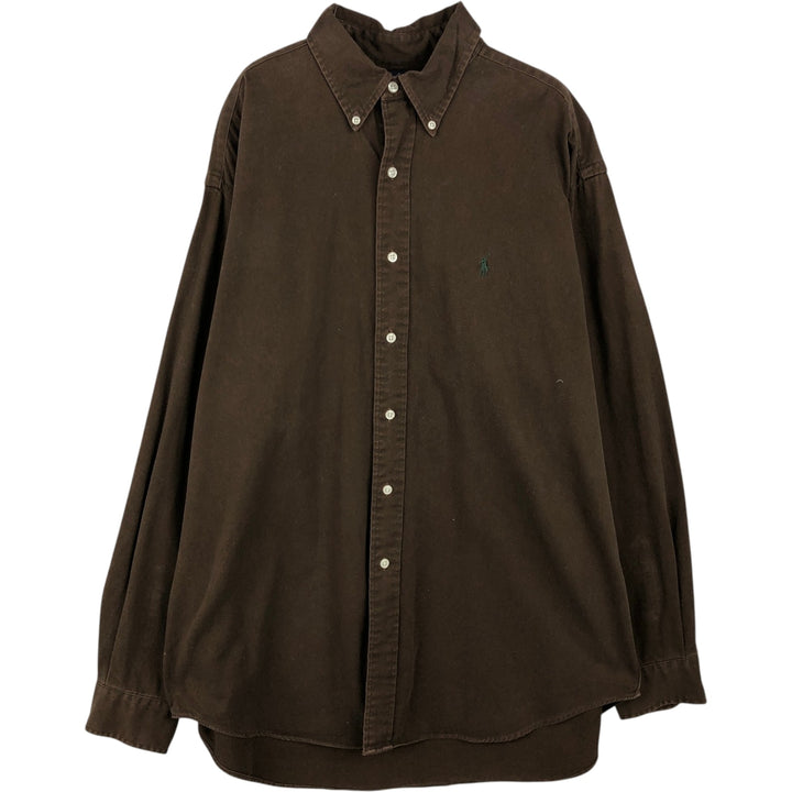 Ralph Lauren BLAIRE long sleeve button down shirt, men's size L cotton brown type Vintage Second Hand