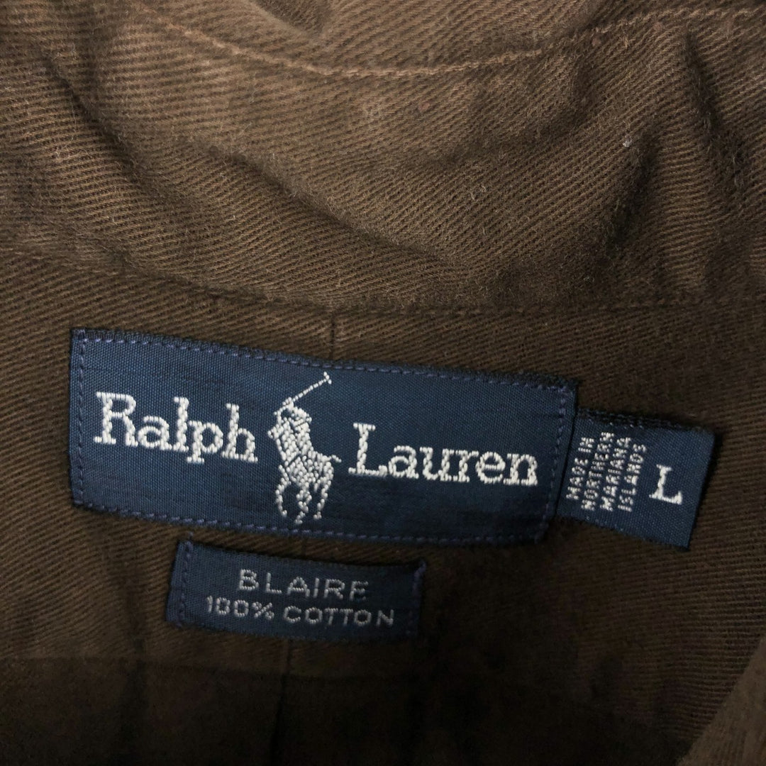 Ralph Lauren BLAIRE long sleeve button down shirt, men's size L cotton brown type Vintage Second Hand