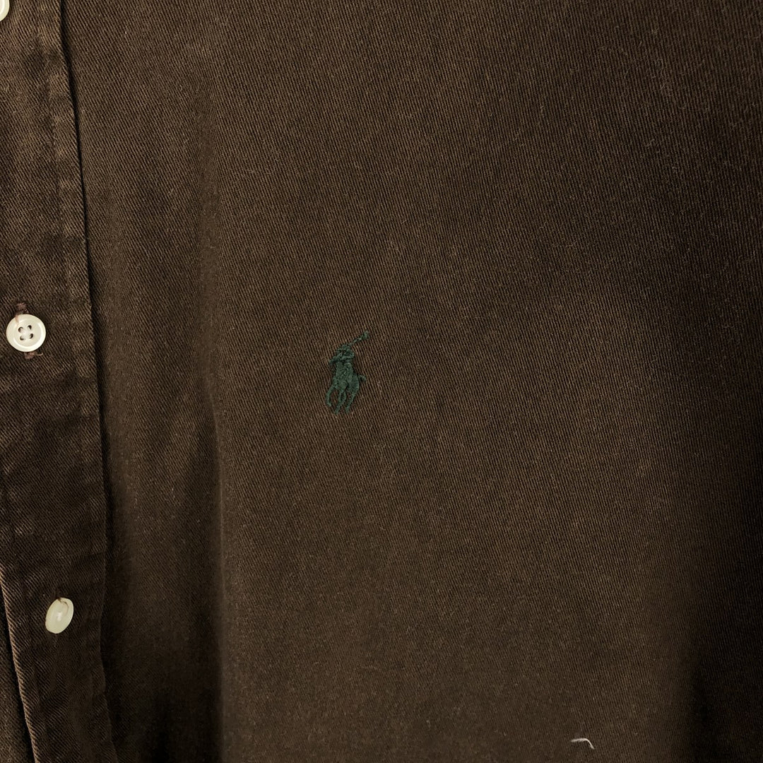 Ralph Lauren BLAIRE long sleeve button down shirt, men's size L cotton brown type Vintage Second Hand