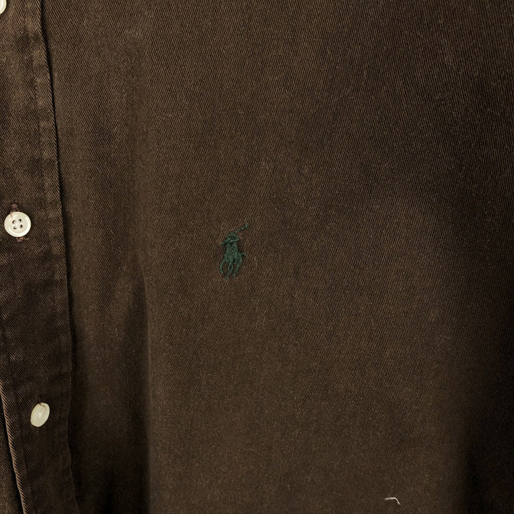 Ralph Lauren BLAIRE long sleeve button down shirt, men's size L cotton brown type Vintage Second Hand