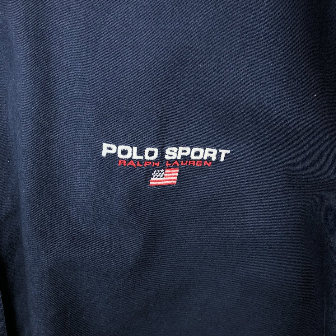 Ralph Lauren POLO SPORT long-sleeved cotton shirt, men's size L (approx.) cotton navy blue type Vintage Second Hand