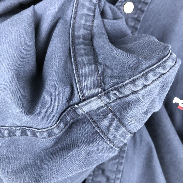 Ralph Lauren POLO SPORT long-sleeved cotton shirt, men's size L (approx.) cotton navy blue type Vintage Second Hand