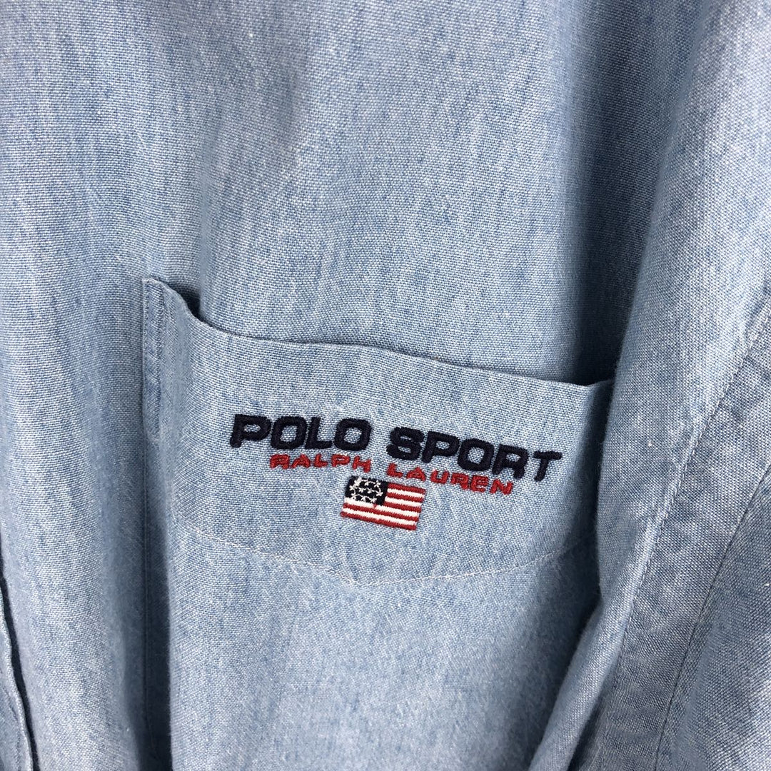 Ralph Lauren POLO SPORT Long Sleeve Cotton Shirt Men's XL cotton Blue type light blue Vintage Second Hand