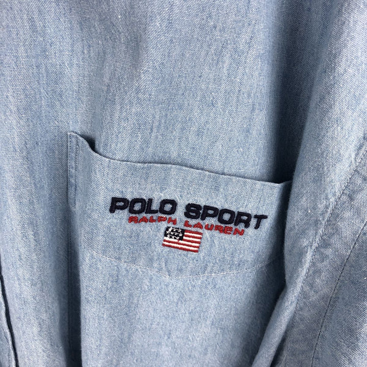 Ralph Lauren POLO SPORT Long Sleeve Cotton Shirt Men's XL cotton Blue type light blue Vintage Second Hand