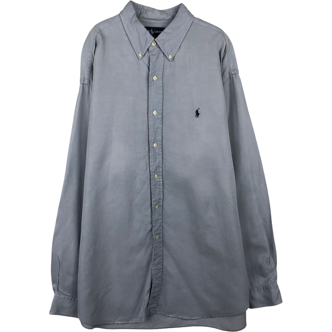Ralph Lauren BLAKE long sleeve button down shirt, men's XL size silk Blue type light blue Vintage Second Hand