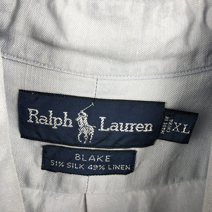 Ralph Lauren BLAKE long sleeve button down shirt, men's XL size silk Blue type light blue Vintage Second Hand