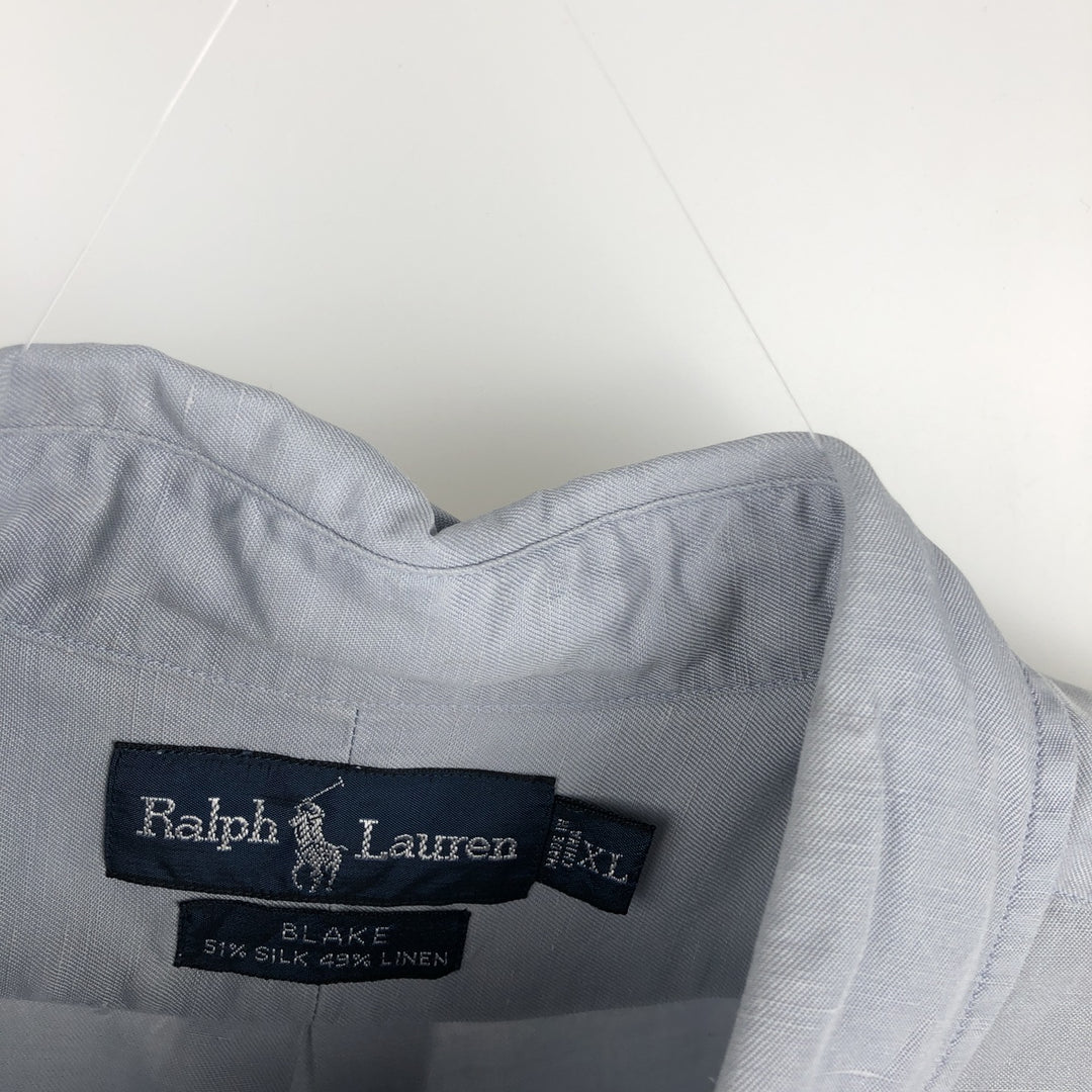Ralph Lauren BLAKE long sleeve button down shirt, men's XL size silk Blue type light blue Vintage Second Hand