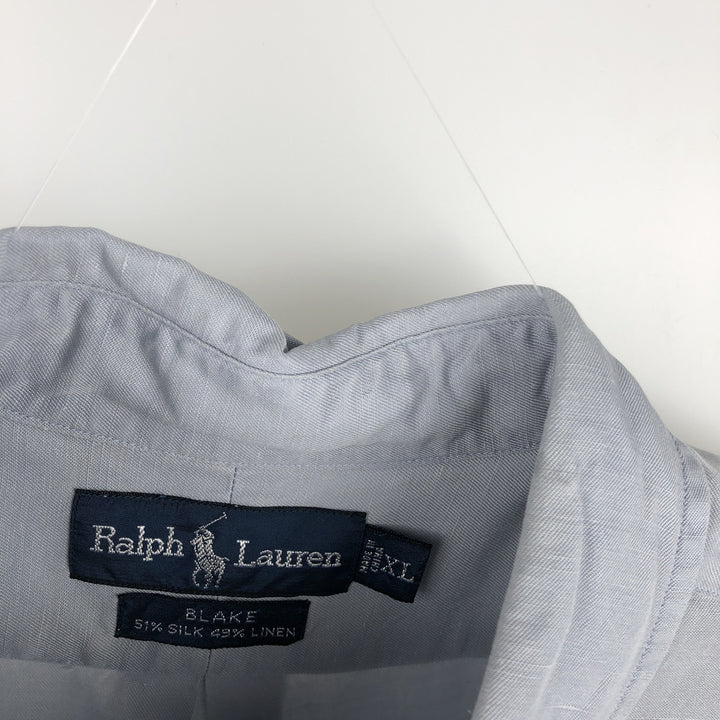 Ralph Lauren BLAKE long sleeve button down shirt, men's XL size silk Blue type light blue Vintage Second Hand