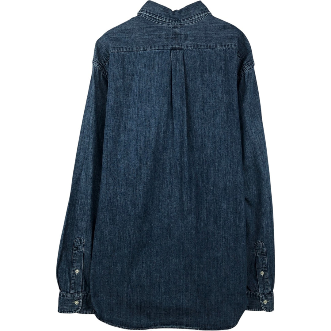 Ralph Lauren long sleeve button down denim shirt, men's XL size cotton blue type Vintage Second Hand