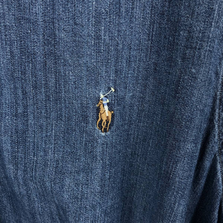 Ralph Lauren long sleeve button down denim shirt, men's XL size cotton blue type Vintage Second Hand