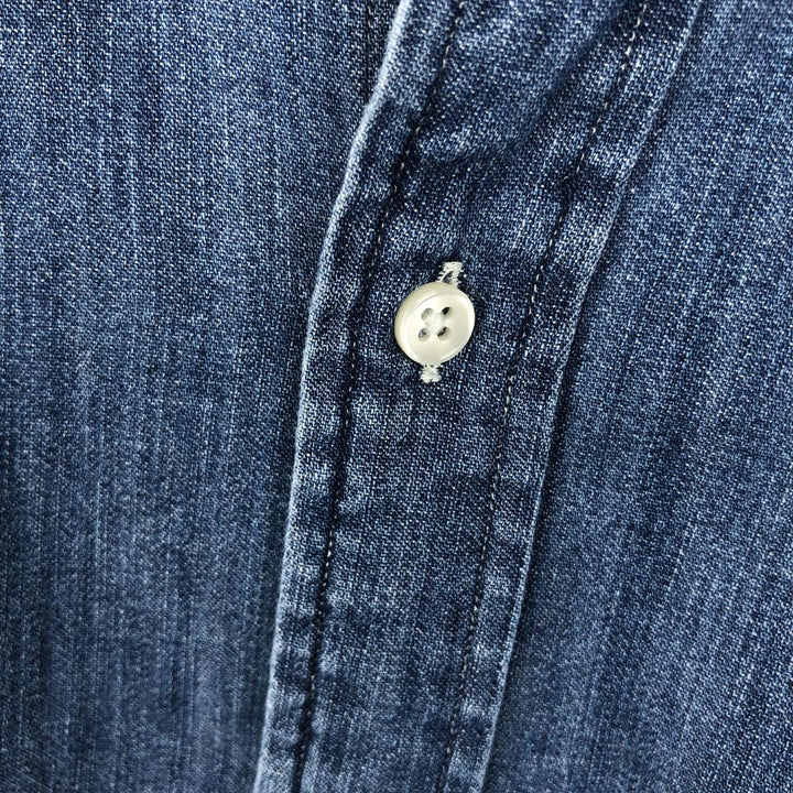Ralph Lauren long sleeve button down denim shirt, men's XL size cotton blue type Vintage Second Hand