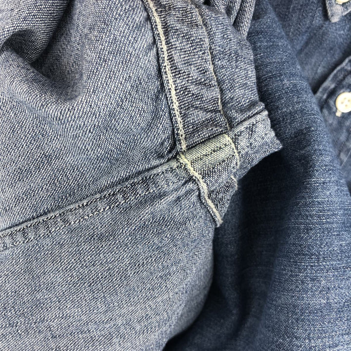 Ralph Lauren long sleeve button down denim shirt, men's XL size cotton blue type Vintage Second Hand