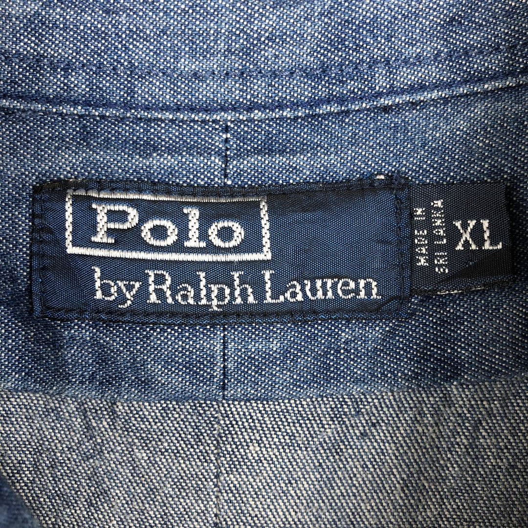 Ralph Lauren POLO by Ralph Lauren Long-Sleeve Button-Down Denim Shirt, Men's Size XL (approx.) cotton blue type Vintage Second Hand
