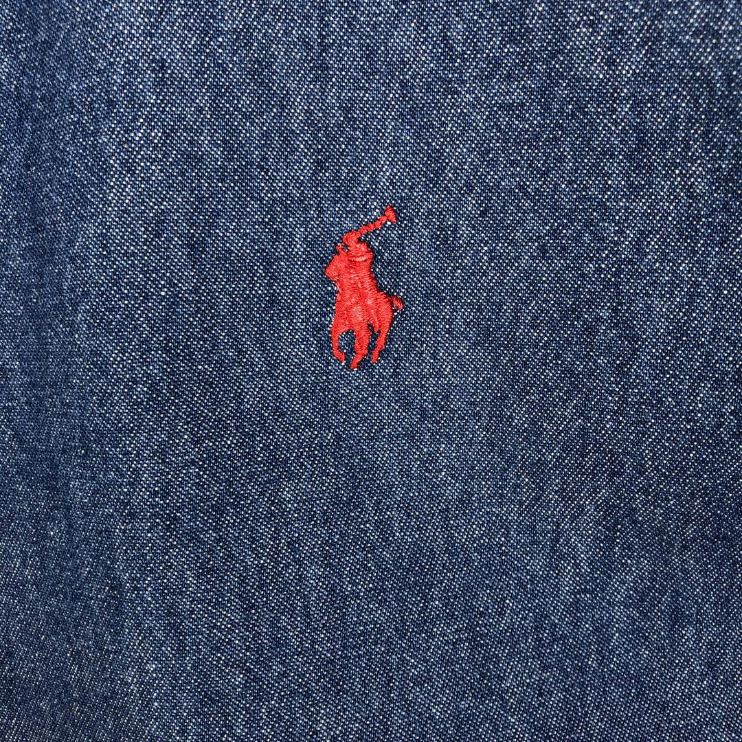 Ralph Lauren POLO by Ralph Lauren Long-Sleeve Button-Down Denim Shirt, Men's Size XL (approx.) cotton blue type Vintage Second Hand