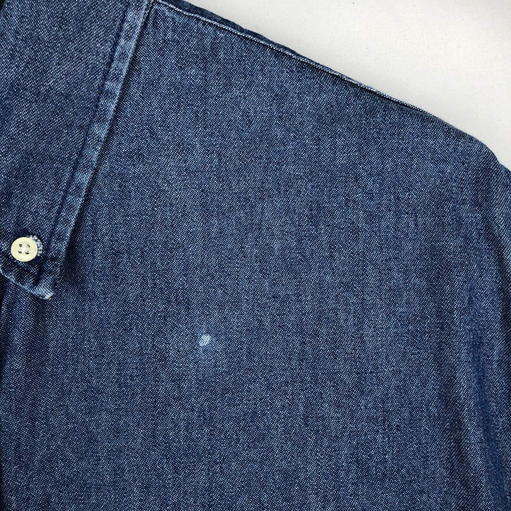 Ralph Lauren POLO by Ralph Lauren Long-Sleeve Button-Down Denim Shirt, Men's Size XL (approx.) cotton blue type Vintage Second Hand