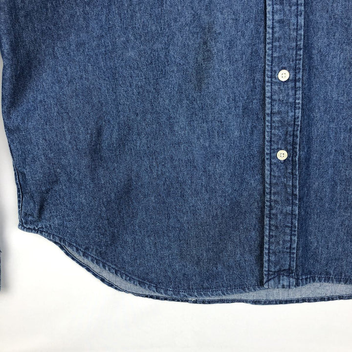 Ralph Lauren POLO by Ralph Lauren Long-Sleeve Button-Down Denim Shirt, Men's Size XL (approx.) cotton blue type Vintage Second Hand