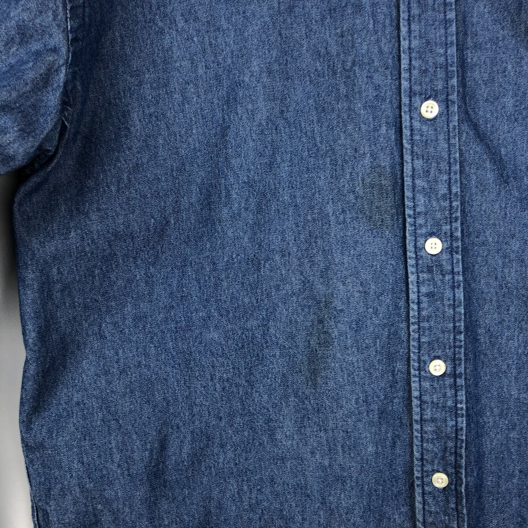 Ralph Lauren POLO by Ralph Lauren Long-Sleeve Button-Down Denim Shirt, Men's Size XL (approx.) cotton blue type Vintage Second Hand