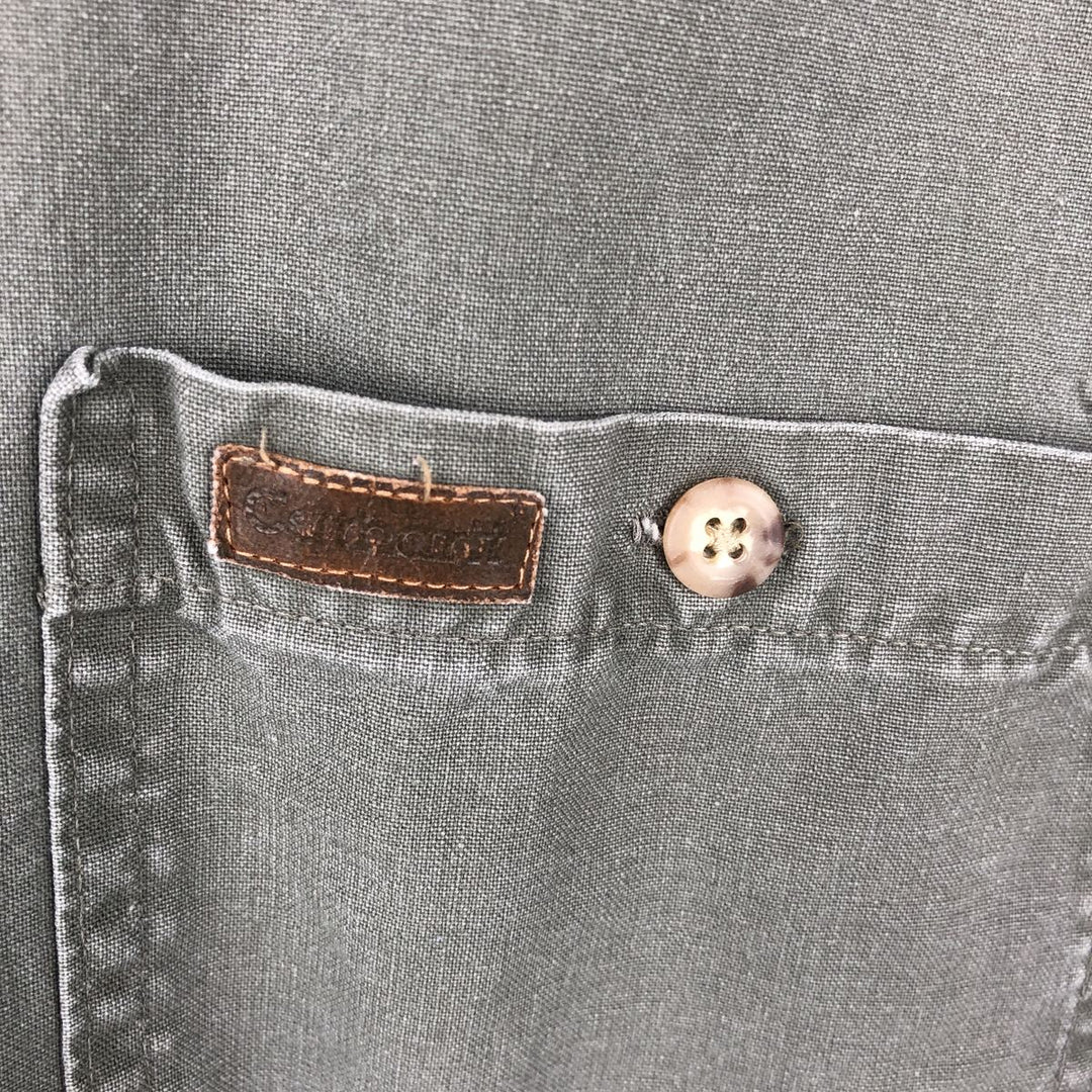 Carhartt Long-Sleeve Button-Down Work Shirt, Made in USA, Men's Size L (approx.) cotton Khaki type Vintage Second Hand