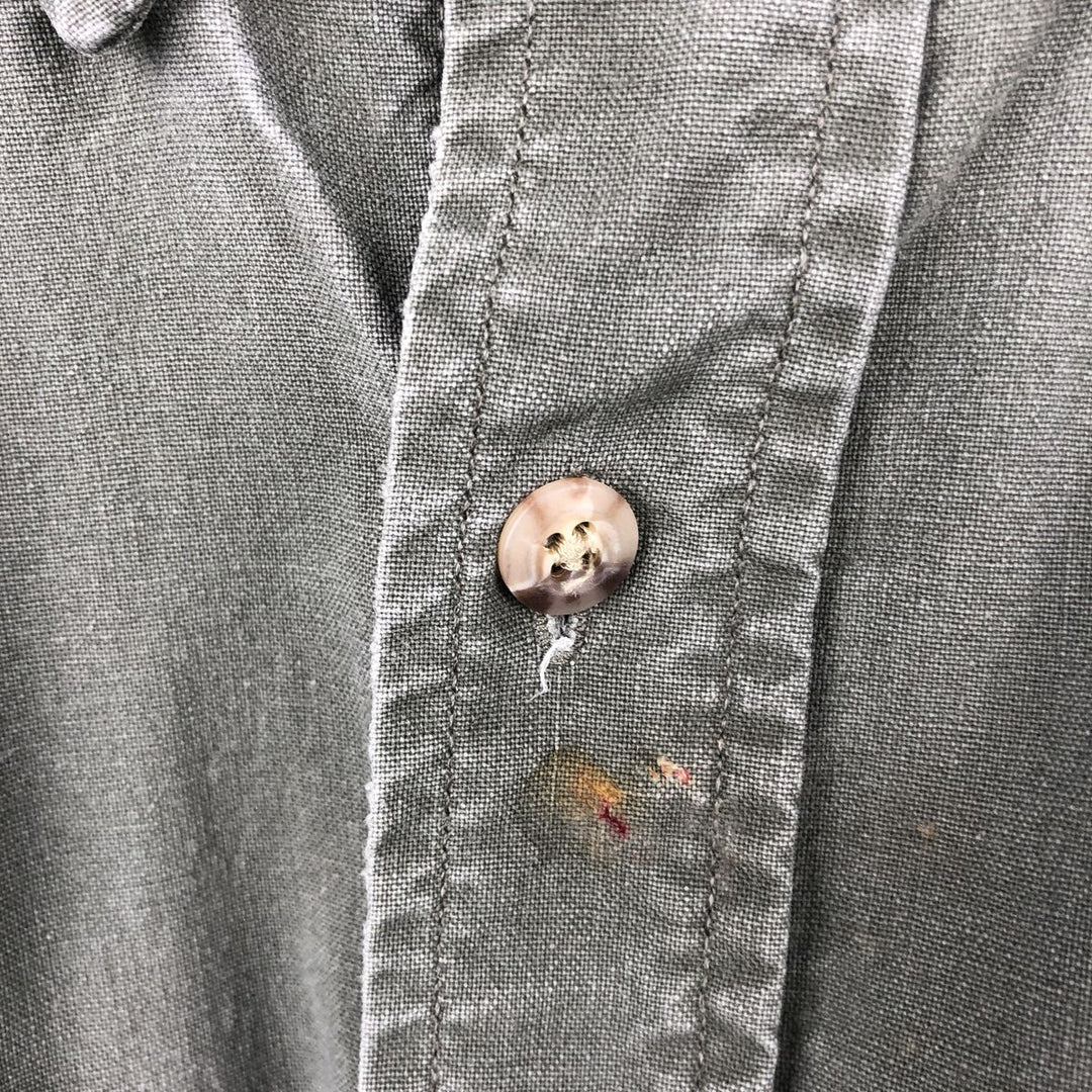 Carhartt Long-Sleeve Button-Down Work Shirt, Made in USA, Men's Size L (approx.) cotton Khaki type Vintage Second Hand