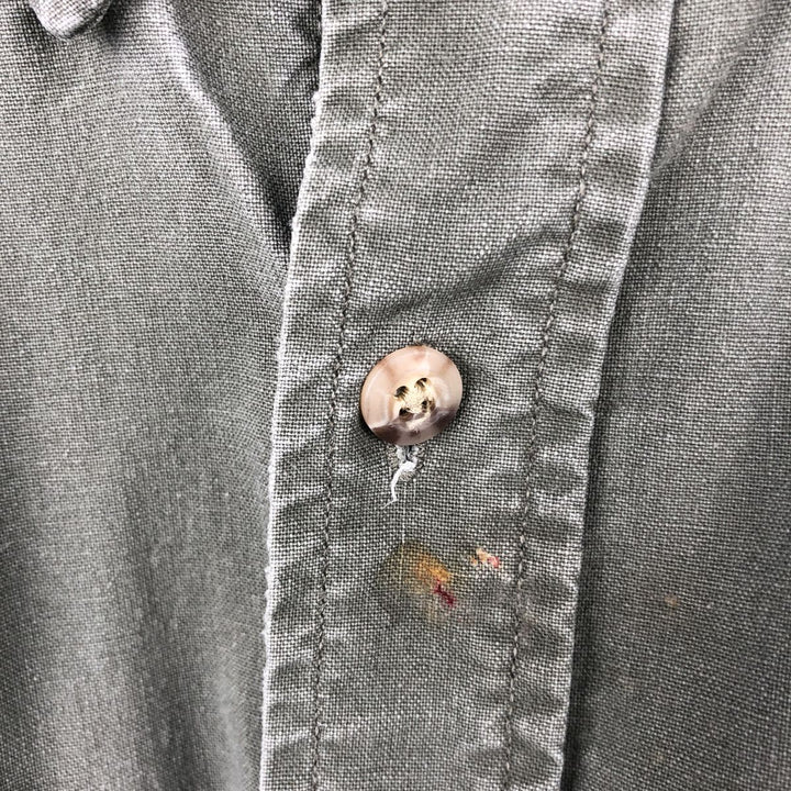 Carhartt Long-Sleeve Button-Down Work Shirt, Made in USA, Men's Size L (approx.) cotton Khaki type Vintage Second Hand