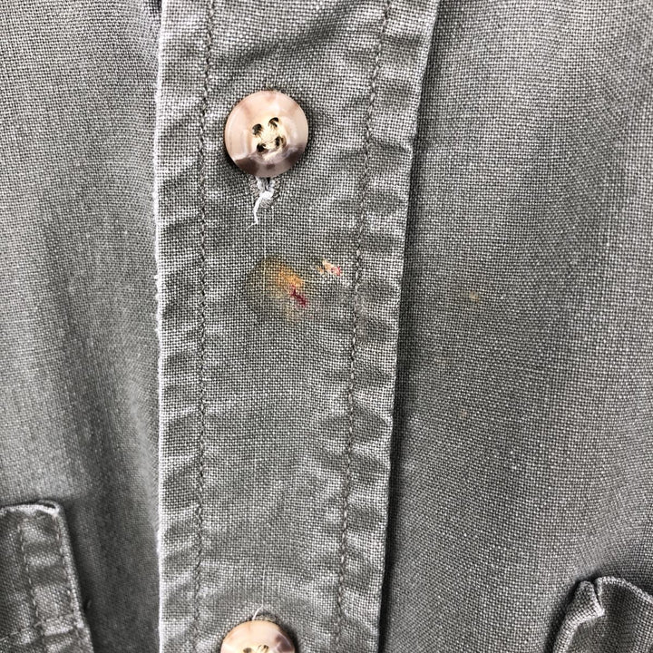 Carhartt Long-Sleeve Button-Down Work Shirt, Made in USA, Men's Size L (approx.) cotton Khaki type Vintage Second Hand