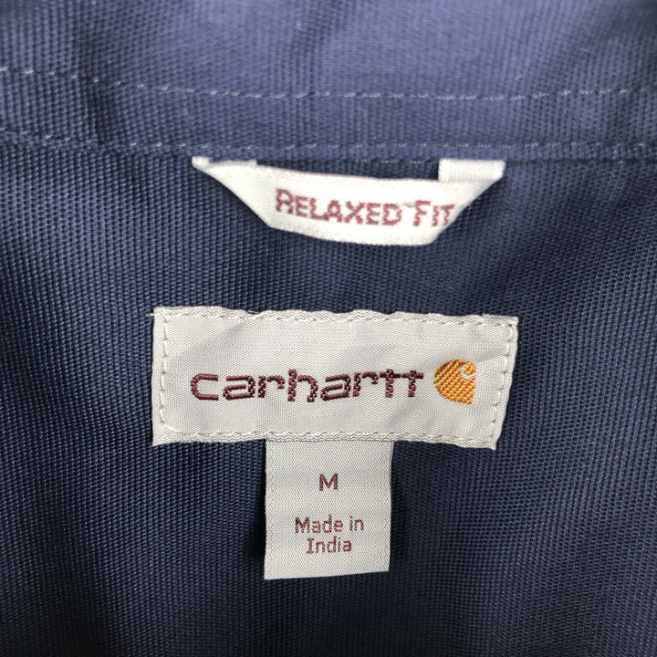 Carhartt Relaxed Fit Advertising Long-Sleeve Button-Down Work Shirt, Men's Size M (approx.) cotton navy blue type Vintage Second Hand