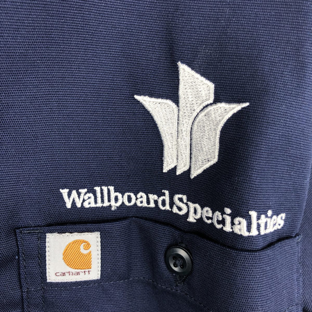 Carhartt Relaxed Fit Advertising Long-Sleeve Button-Down Work Shirt, Men's Size M (approx.) cotton navy blue type Vintage Second Hand