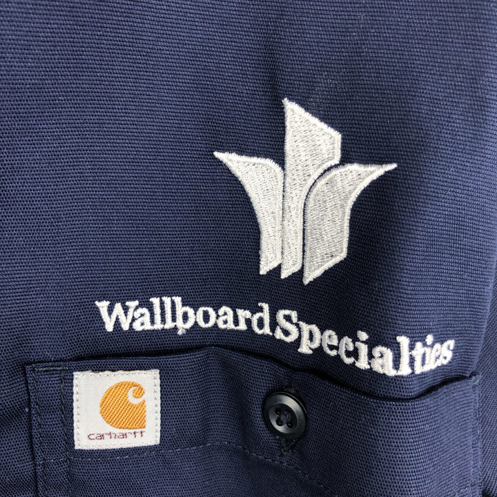 Carhartt Relaxed Fit Advertising Long-Sleeve Button-Down Work Shirt, Men's Size M (approx.) cotton navy blue type Vintage Second Hand