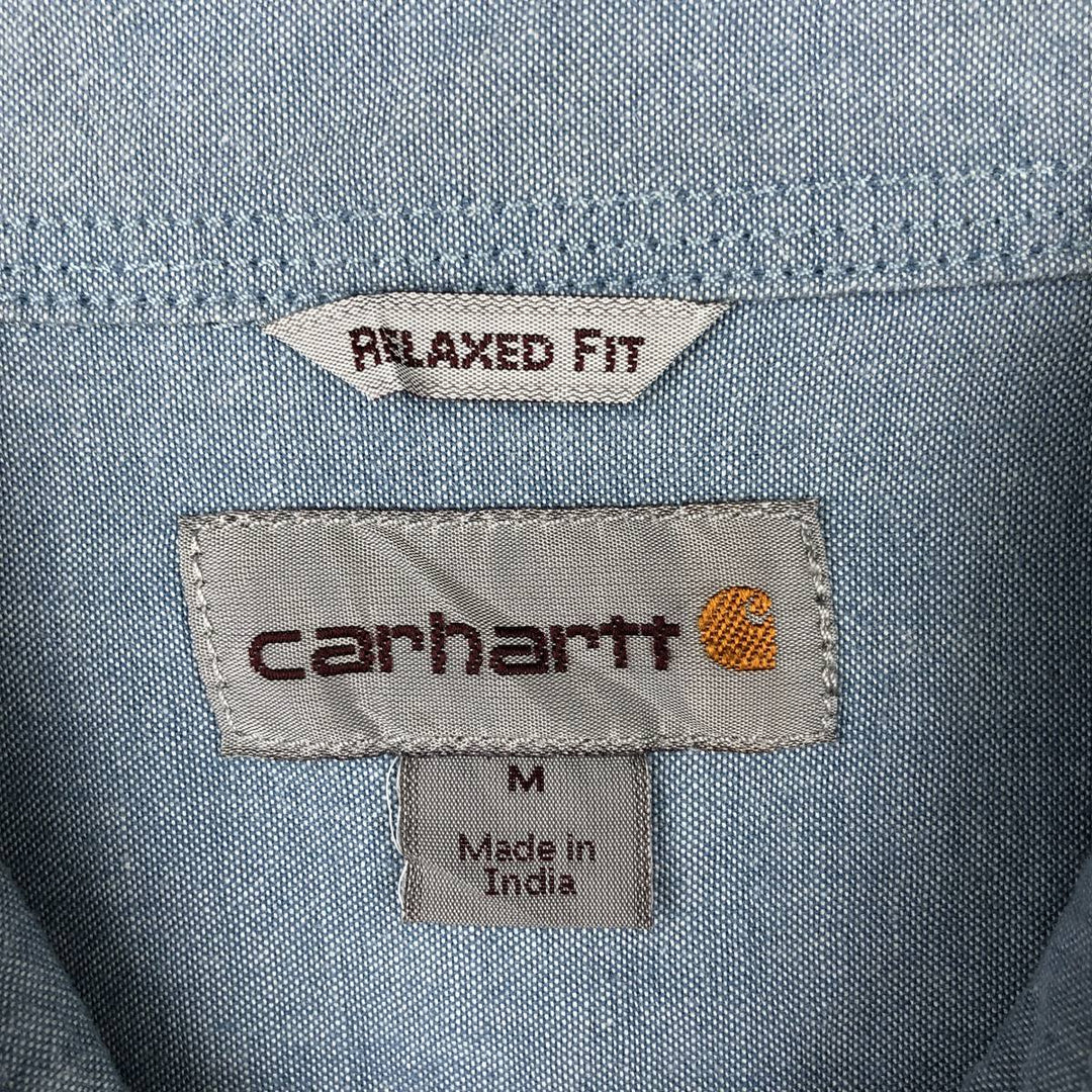 Carhartt Relaxed Fit Long Sleeve Button-Down Work Shirt, Men's Size Medium cotton Blue type light blue Vintage Second Hand