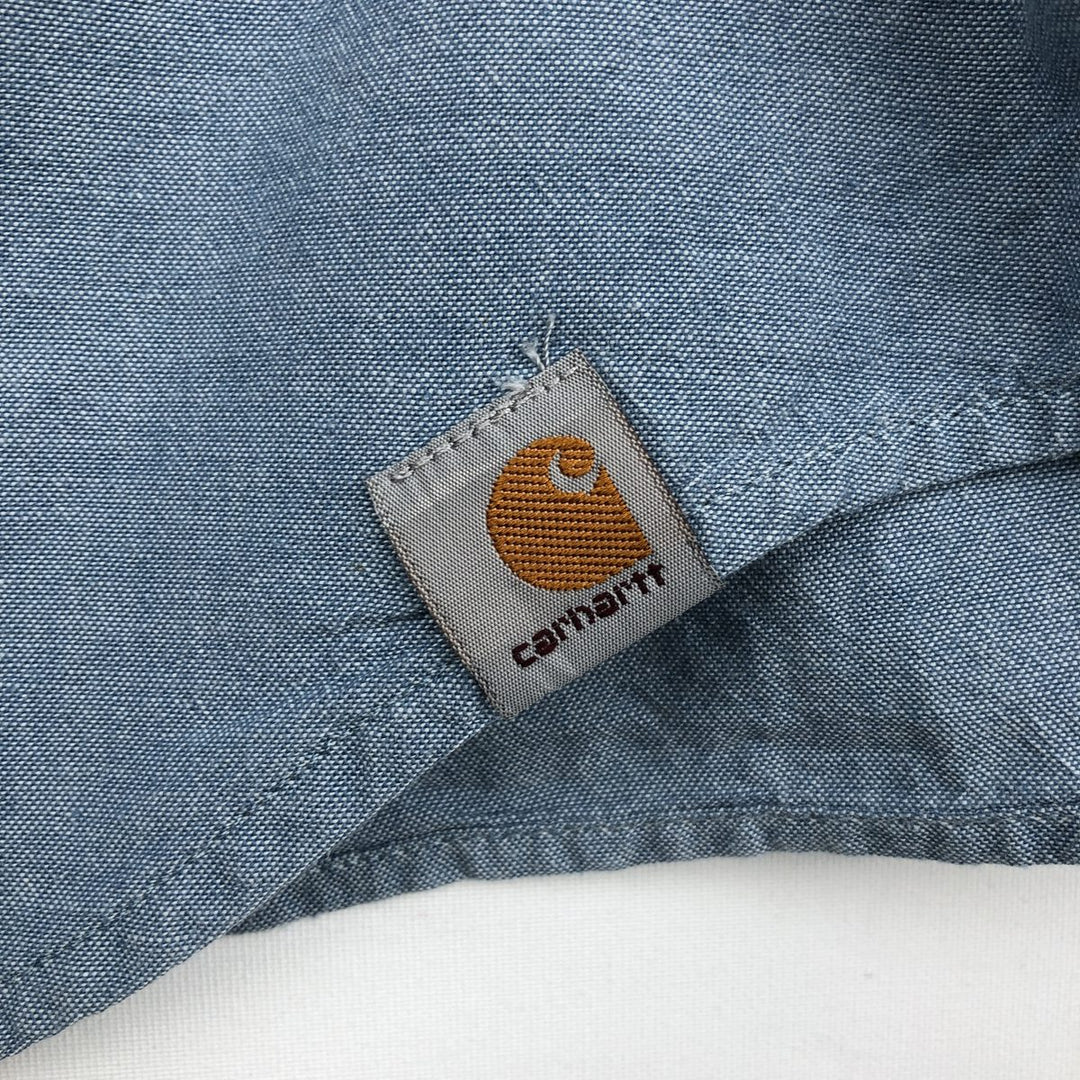 Carhartt Relaxed Fit Long Sleeve Button-Down Work Shirt, Men's Size Medium cotton Blue type light blue Vintage Second Hand