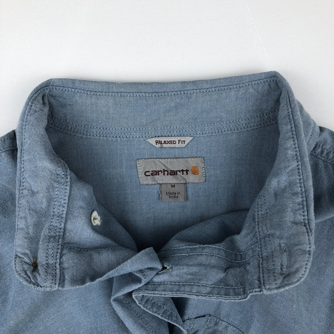 Carhartt Relaxed Fit Long Sleeve Button-Down Work Shirt, Men's Size Medium cotton Blue type light blue Vintage Second Hand