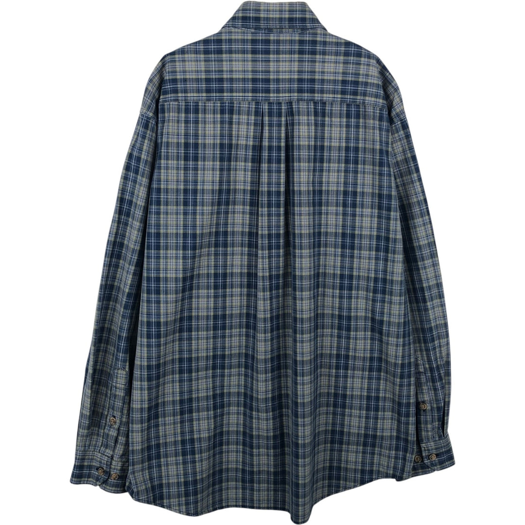 Carhartt Check Pattern Long Sleeve Button-Down Work Shirt, Men's Size L cotton blue type Vintage Second Hand