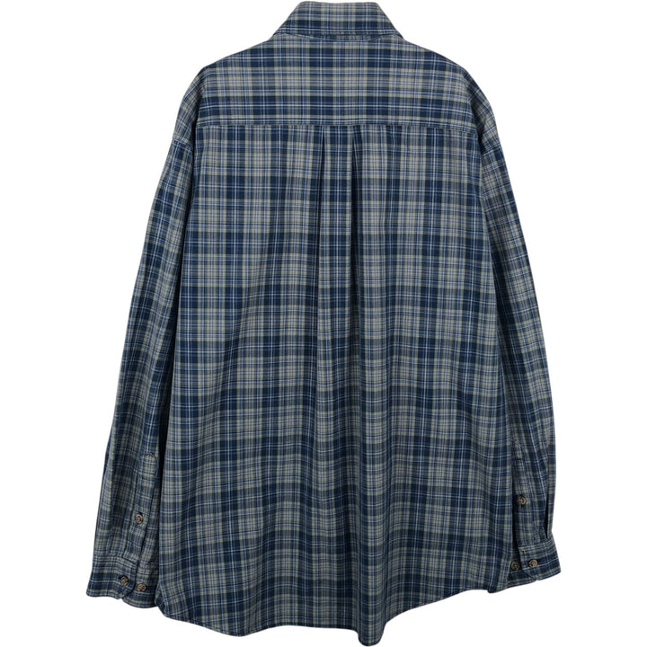Carhartt Check Pattern Long Sleeve Button-Down Work Shirt, Men's Size L cotton blue type Vintage Second Hand