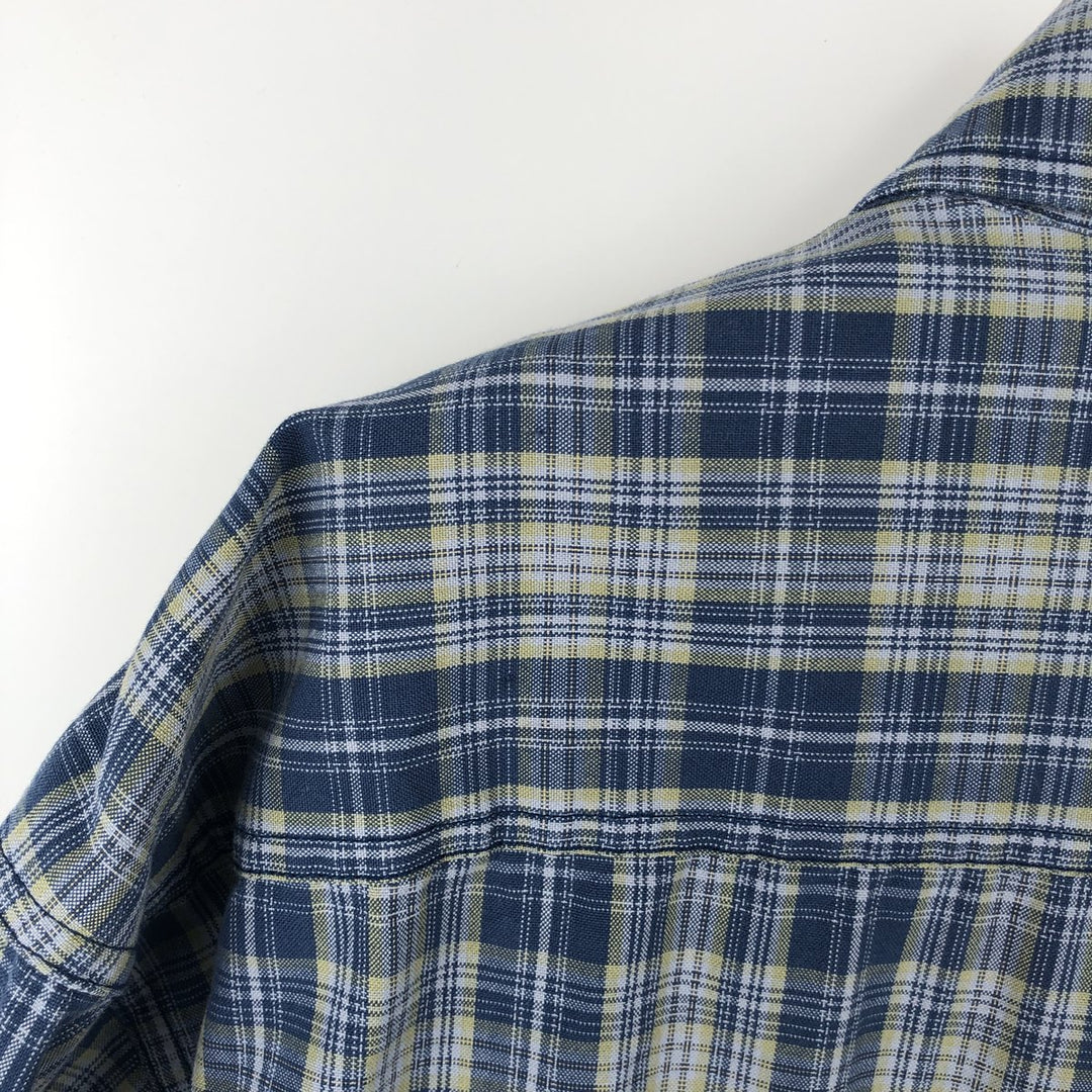 Carhartt Check Pattern Long Sleeve Button-Down Work Shirt, Men's Size L cotton blue type Vintage Second Hand