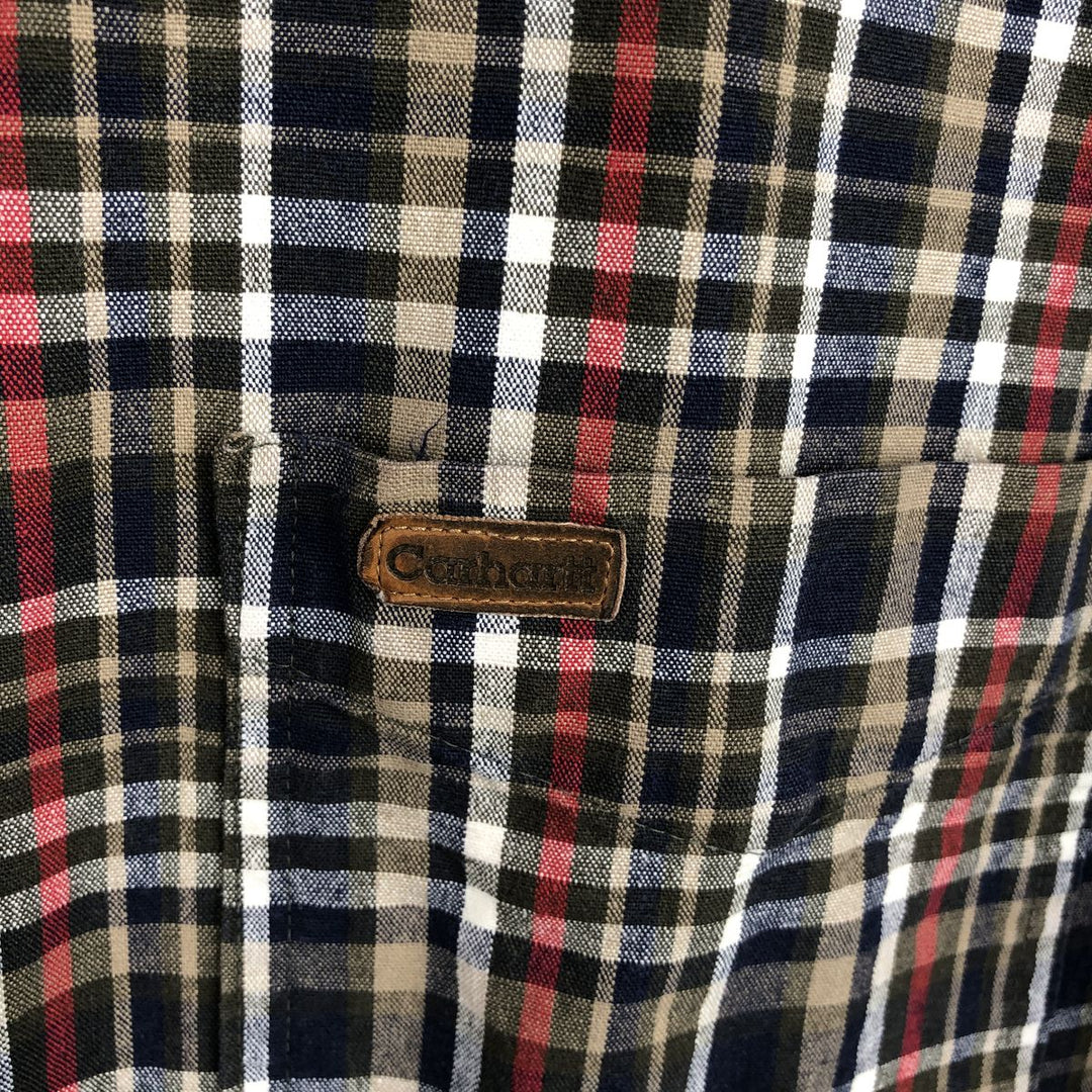 Carhartt Check Pattern Long Sleeve Button-Down Work Shirt, Men's XL unclear navy blue type Vintage Second Hand