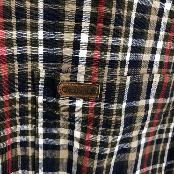 Carhartt Check Pattern Long Sleeve Button-Down Work Shirt, Men's XL unclear navy blue type Vintage Second Hand