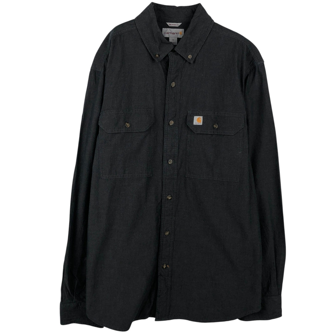 Carhartt Relaxed Fit Long Sleeve Button-Down Work Shirt, Men's Size Medium cotton gray type Vintage Second Hand