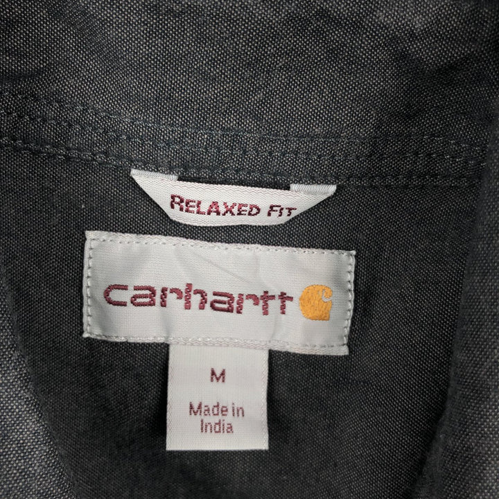 Carhartt Relaxed Fit Long Sleeve Button-Down Work Shirt, Men's Size Medium cotton gray type Vintage Second Hand