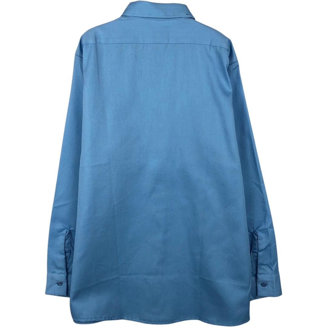 70'S Wrangler BIGBEN Long-Sleeve Work Shirt, Made in USA, Size 15 polyester Blue type light blue Vintage Second Hand