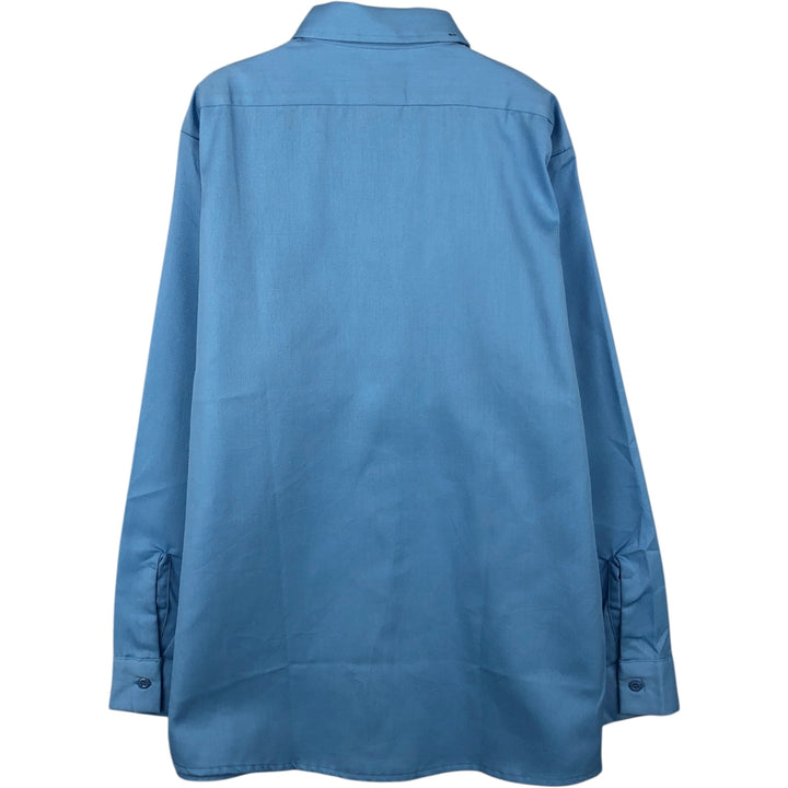 70'S Wrangler BIGBEN Long-Sleeve Work Shirt, Made in USA, Size 15 polyester Blue type light blue Vintage Second Hand