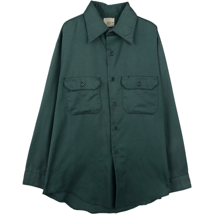 Big Mac long-sleeved work shirt, men's size L equivalent, vintage. polyester Khaki type sage green Vintage Second Hand