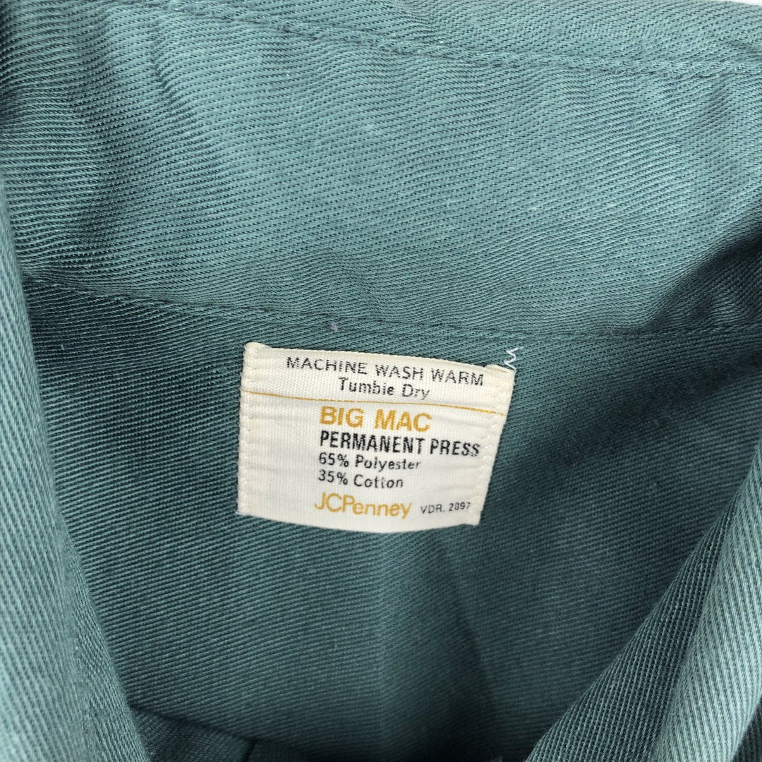 Big Mac long-sleeved work shirt, men's size L equivalent, vintage. polyester Khaki type sage green Vintage Second Hand