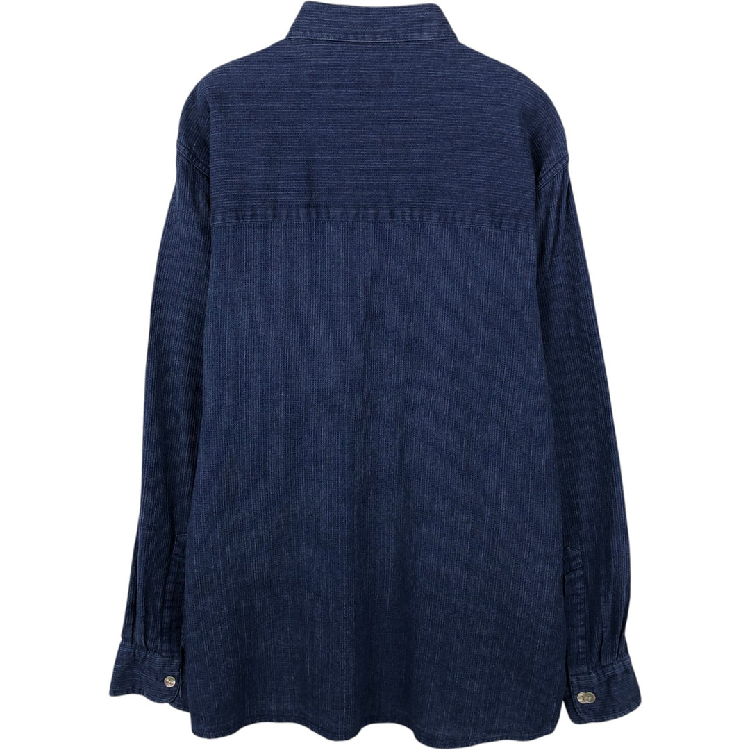 Hugo Boss Long-Sleeve Linen x Cotton Shirt, Men's Size M (approx.) linen blue type Vintage Second Hand