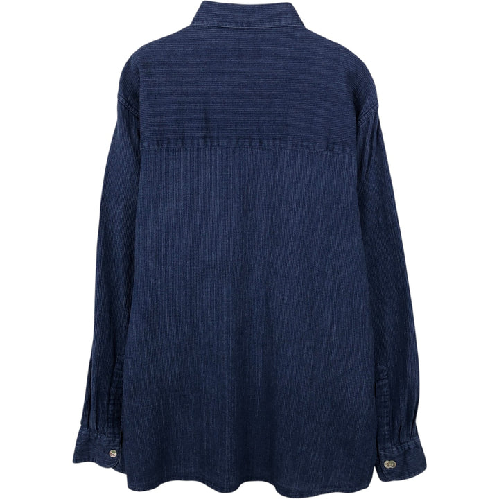 Hugo Boss Long-Sleeve Linen x Cotton Shirt, Men's Size M (approx.) linen blue type Vintage Second Hand