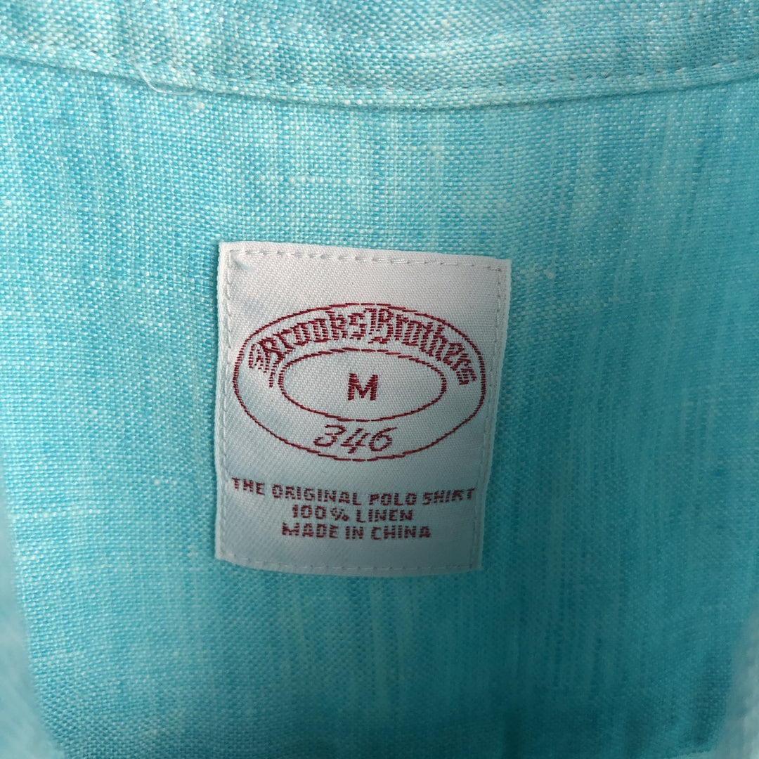 Brooks Brothers 346 long sleeve linen button-down shirt, men's size M linen Blue type light blue Vintage Second Hand