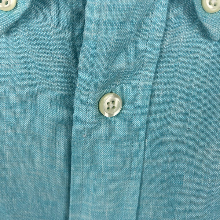 Brooks Brothers 346 long sleeve linen button-down shirt, men's size M linen Blue type light blue Vintage Second Hand
