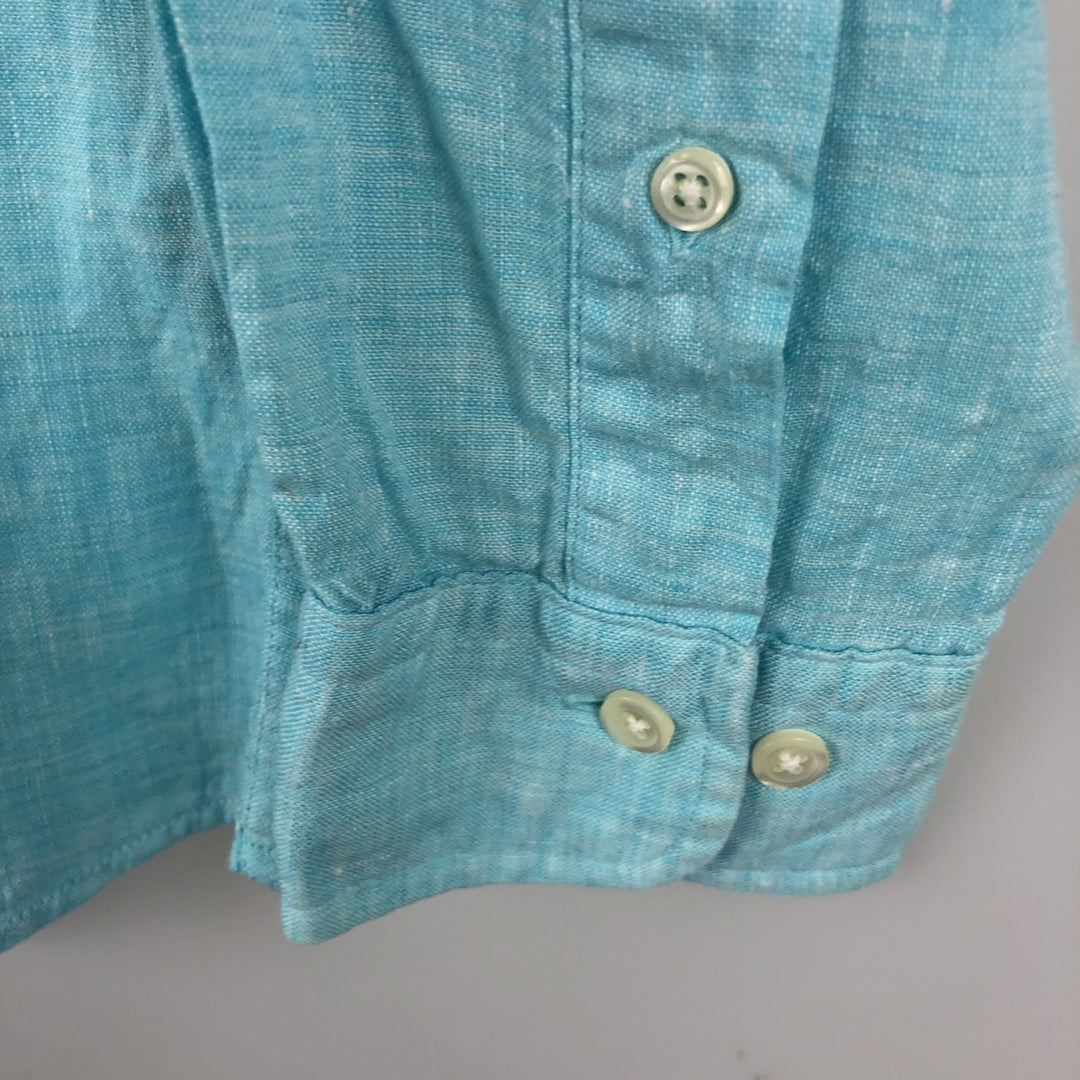 Brooks Brothers 346 long sleeve linen button-down shirt, men's size M linen Blue type light blue Vintage Second Hand